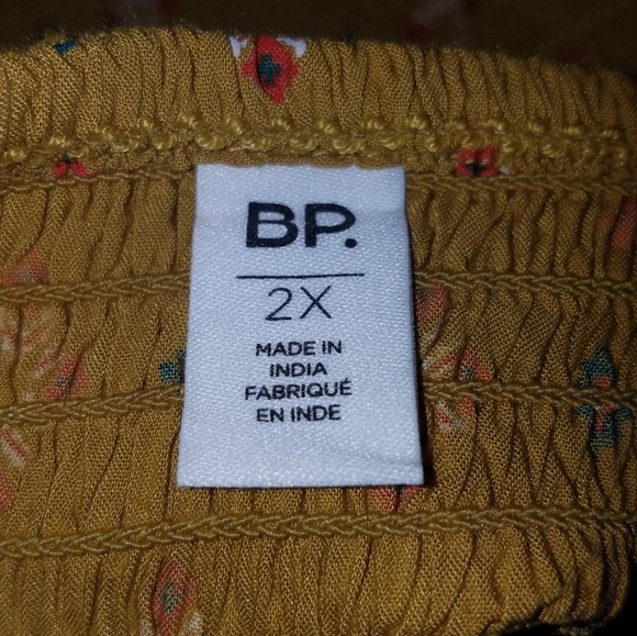 BP Tan Mustard Folard Dot Ruffle Strap Crop Top - Picture 8 of 11